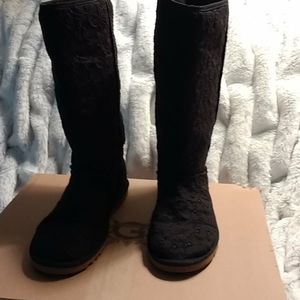 Ugg Classic Canvas Embroidered Black Boots